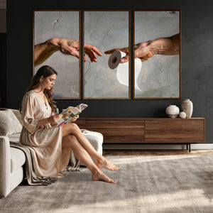 Funny Bathroom Wall Art Canvas, Creation of Toilet Paper