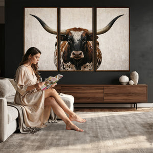 Texas Longhorn Canvas Wall Art Western Bull Desert Moody