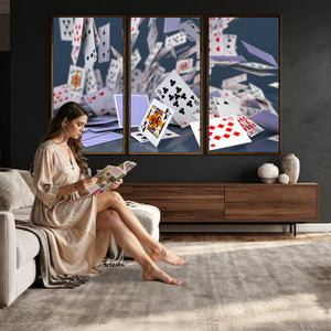 Playing Cards Canvas Wall Art | Casino Game Room Decor,
