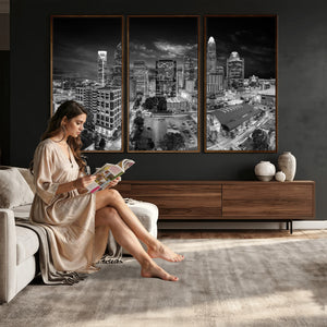 Charlotte Skyline Canvas Wall Art Print – North Carolina Cityscape Photography Print