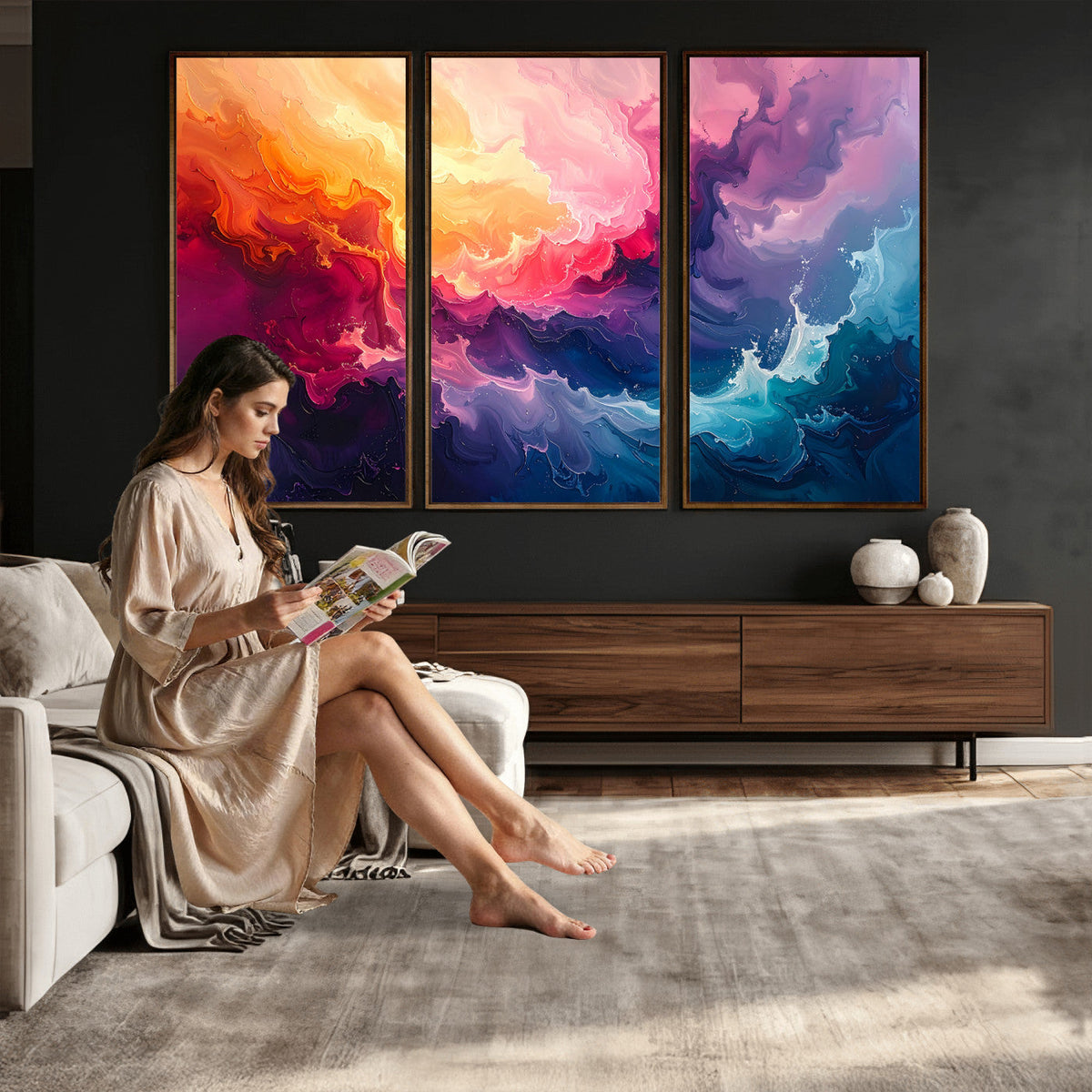 Colorful Abstract Canvas Wall Art Print, Vibrant Popup Color Art Print