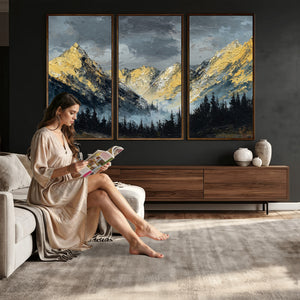 Abstract Mountain Wall Art Canvas Print Modern Landscape Painting Print