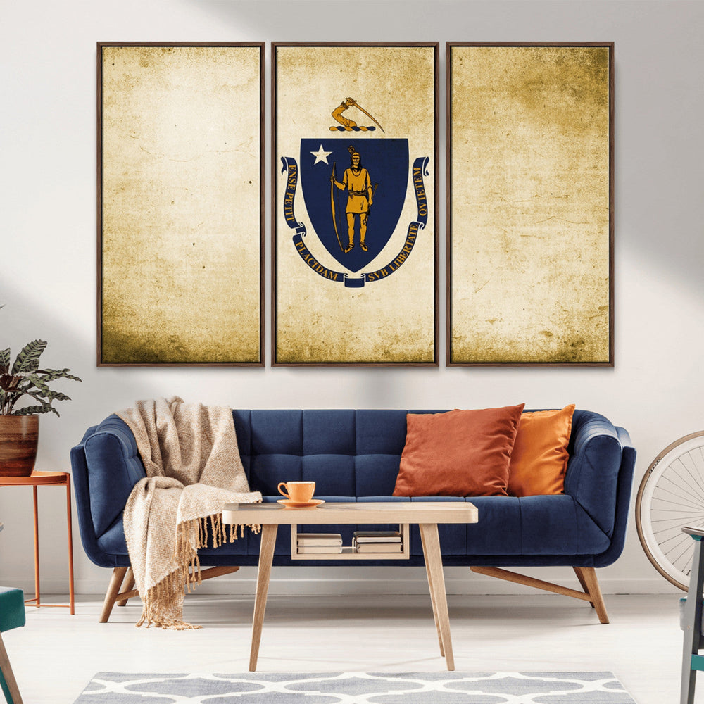 Massachusetts Flag Wall Art Canvas Print