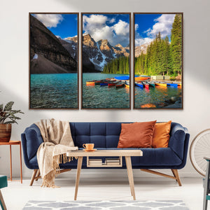 Moraine Lake 3-Panel Wall Art, Majestic Mountain and Lake