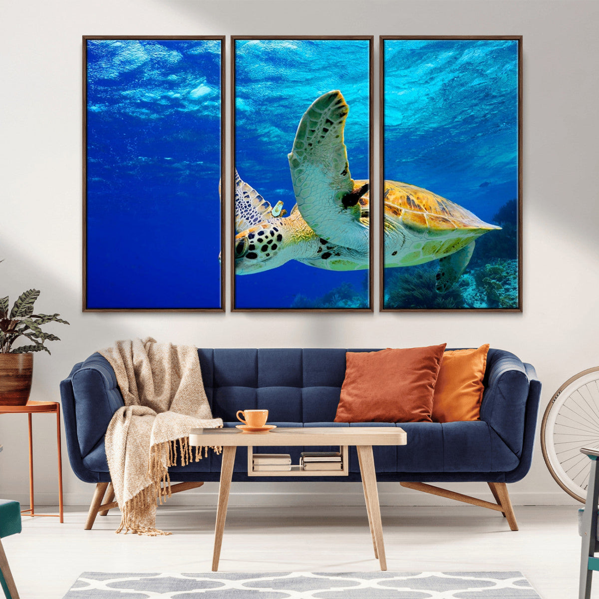 Sea Turtle Wall Art Canvas Print, Sea life in the Ocean Wall