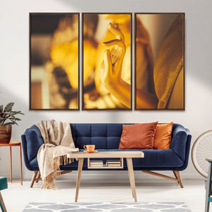Gold Buddha Statue Hands Wall Art Canvas Print