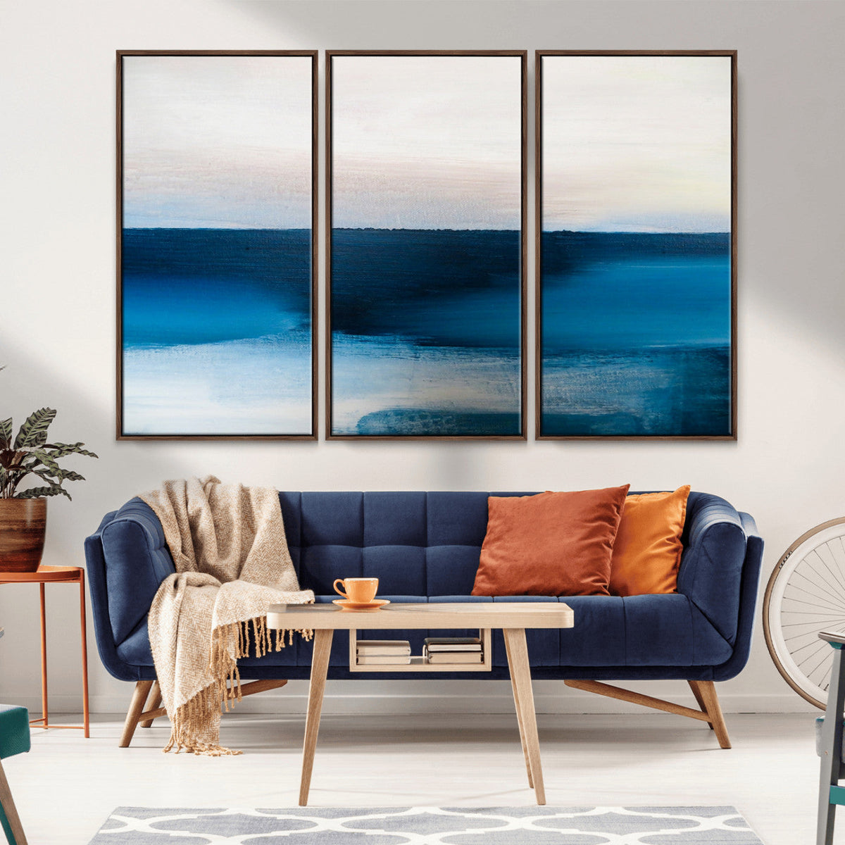 Dark Blue Abstract Wall Art Canvas Print