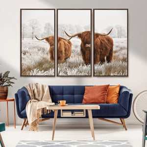 Longhorn Cattle Wall Art Canvas Print, Framed Farmhouse