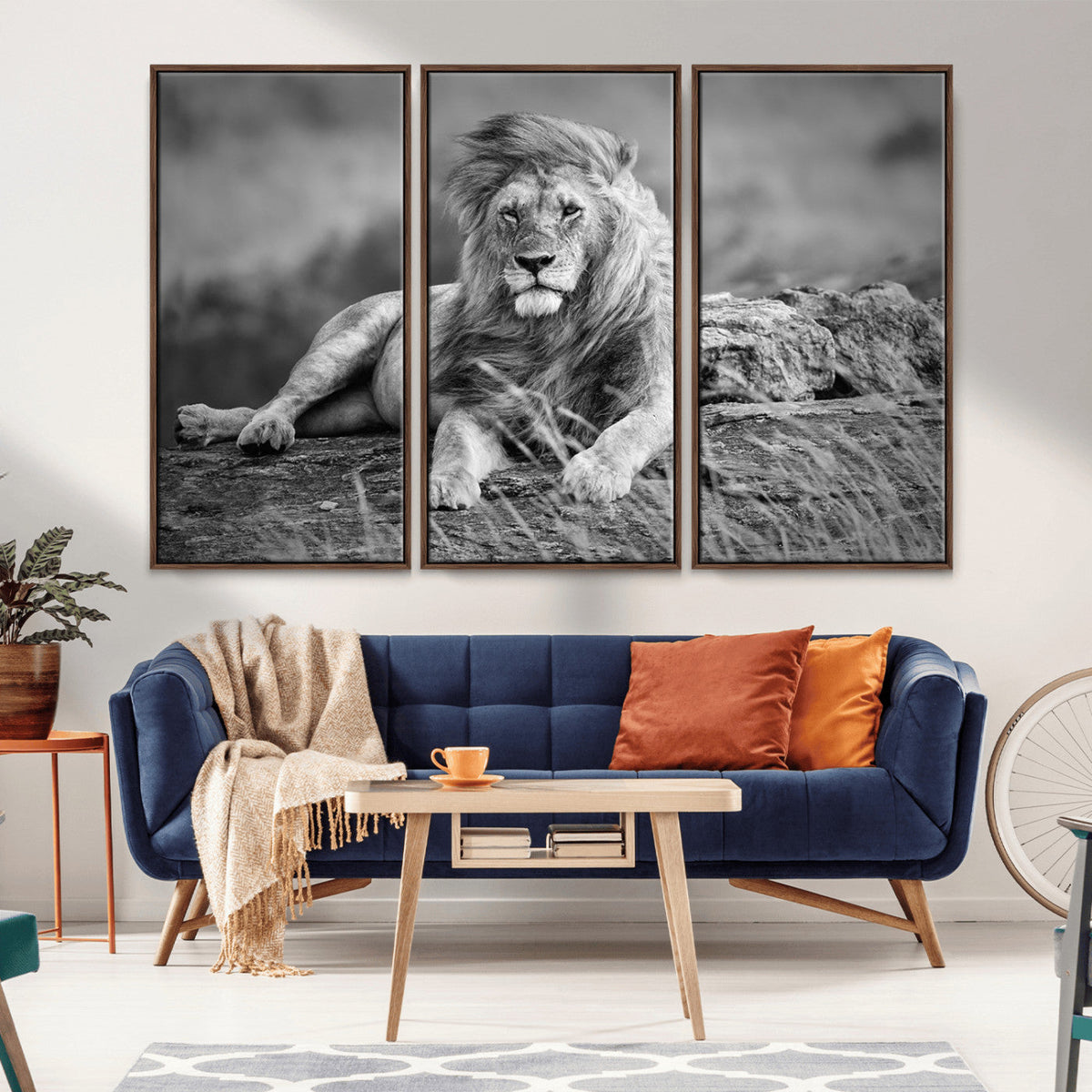 King Forest Lion Wall Art Canvas Print – Framed Majestic