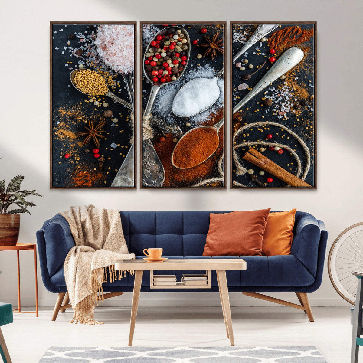 Spices and Seasonings Canvas Wall Art – Colorful Triptych