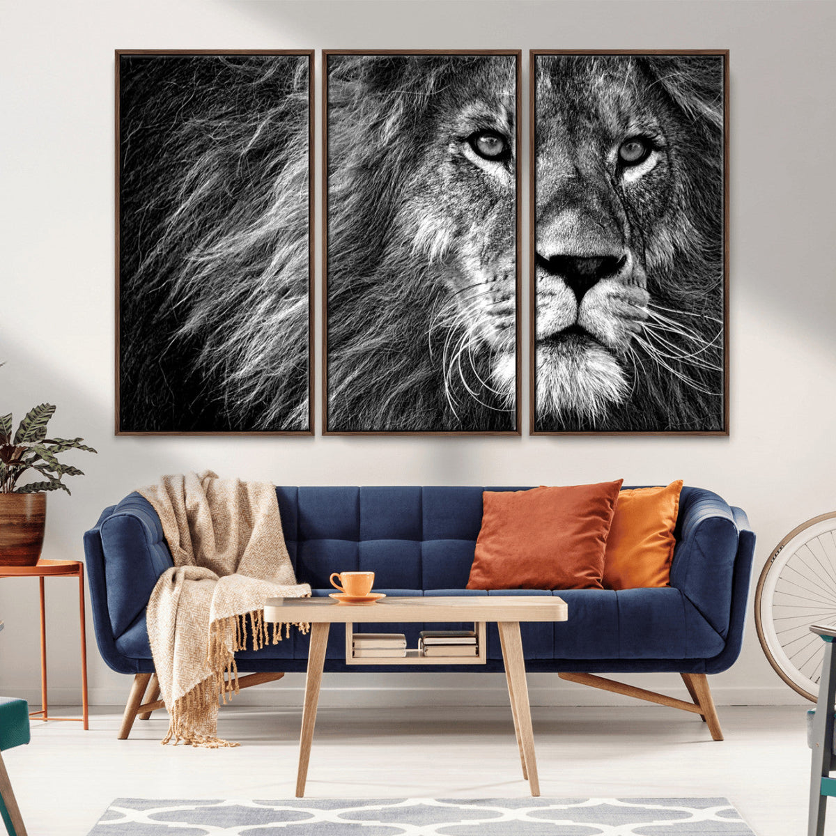 Black and White Lion Canvas Wall Art Print – Wildlife