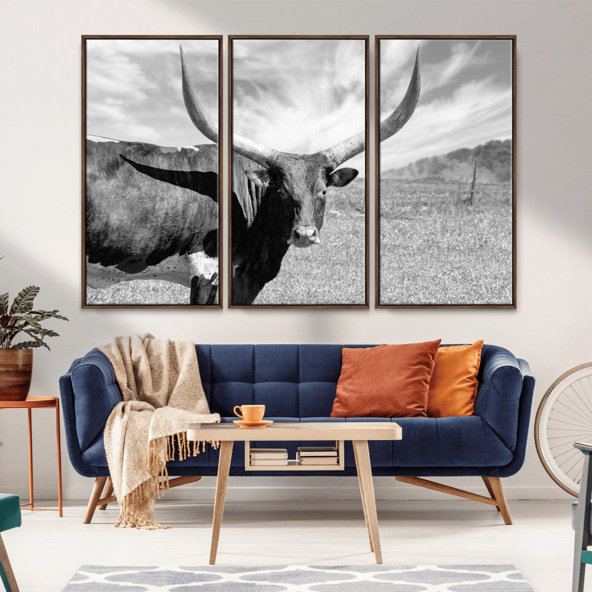 Cattle Wall Art Longhorn Cow Canvas Print