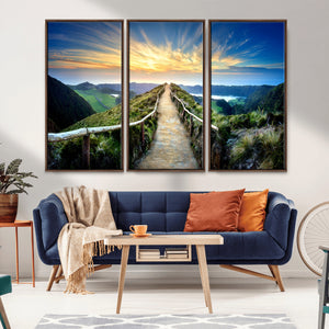 Mountain and Sunset Wall Art Canvas Print