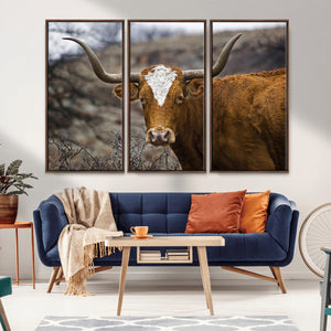 Texas Longhorn Canvas Wall Art - Longhorn Steer Canvas Wall