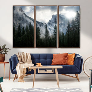 Yosemite National Park El Capitan Foggy Mountain Wall Art |