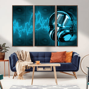 Music and Microphone Wall Art Canvas Print
