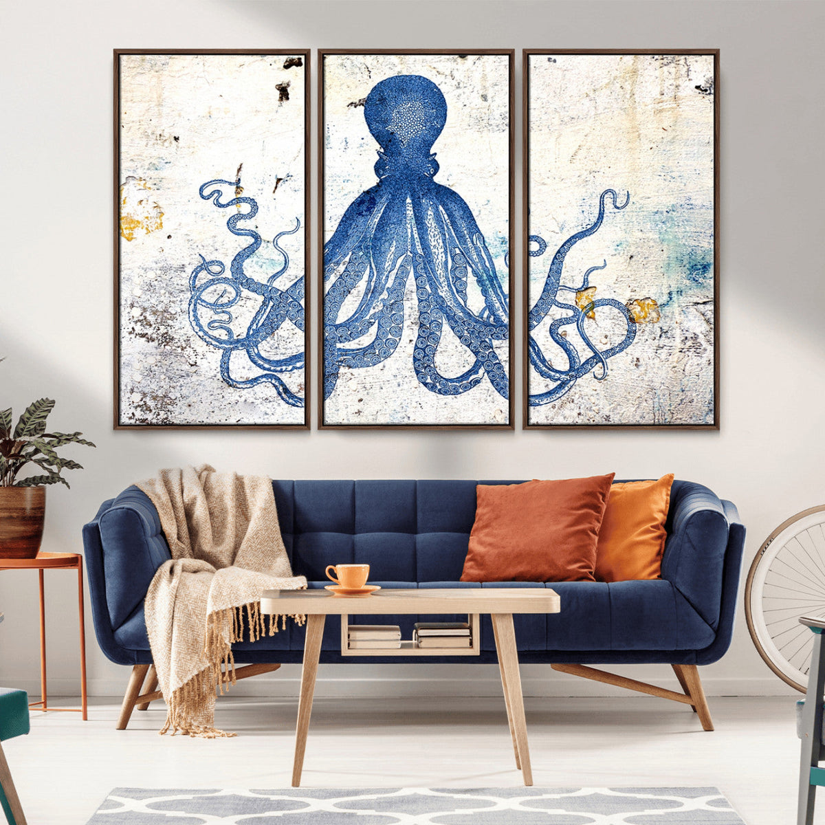 Octopus Canvas Wall Art | Coastal Marine Life Artwork for