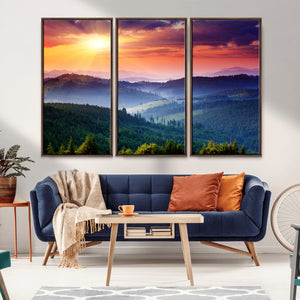 Mountain and Sunset Wall Art Canvas Print