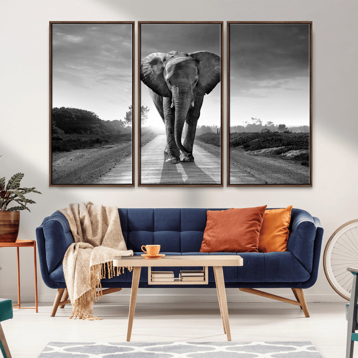 Black and White Elephant Wall Art Canvas Print