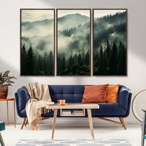 Captivating Misty Forest Wall Art Premium Canvas Print a
