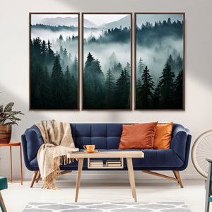 Captivating Misty Forest Wall Art Canvas, Premium Canvas