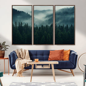 Captivating Misty Forest Wall Art Premium Canvas Print,