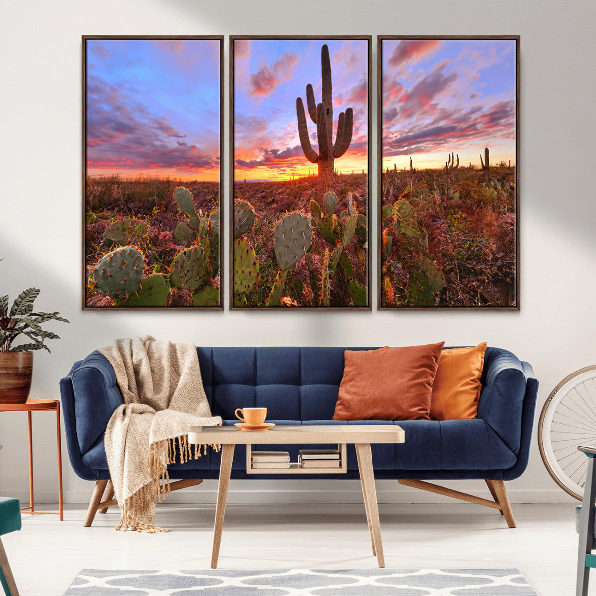 Arizona Desert Wall Art Canvas Print - Framed Deser Sunset
