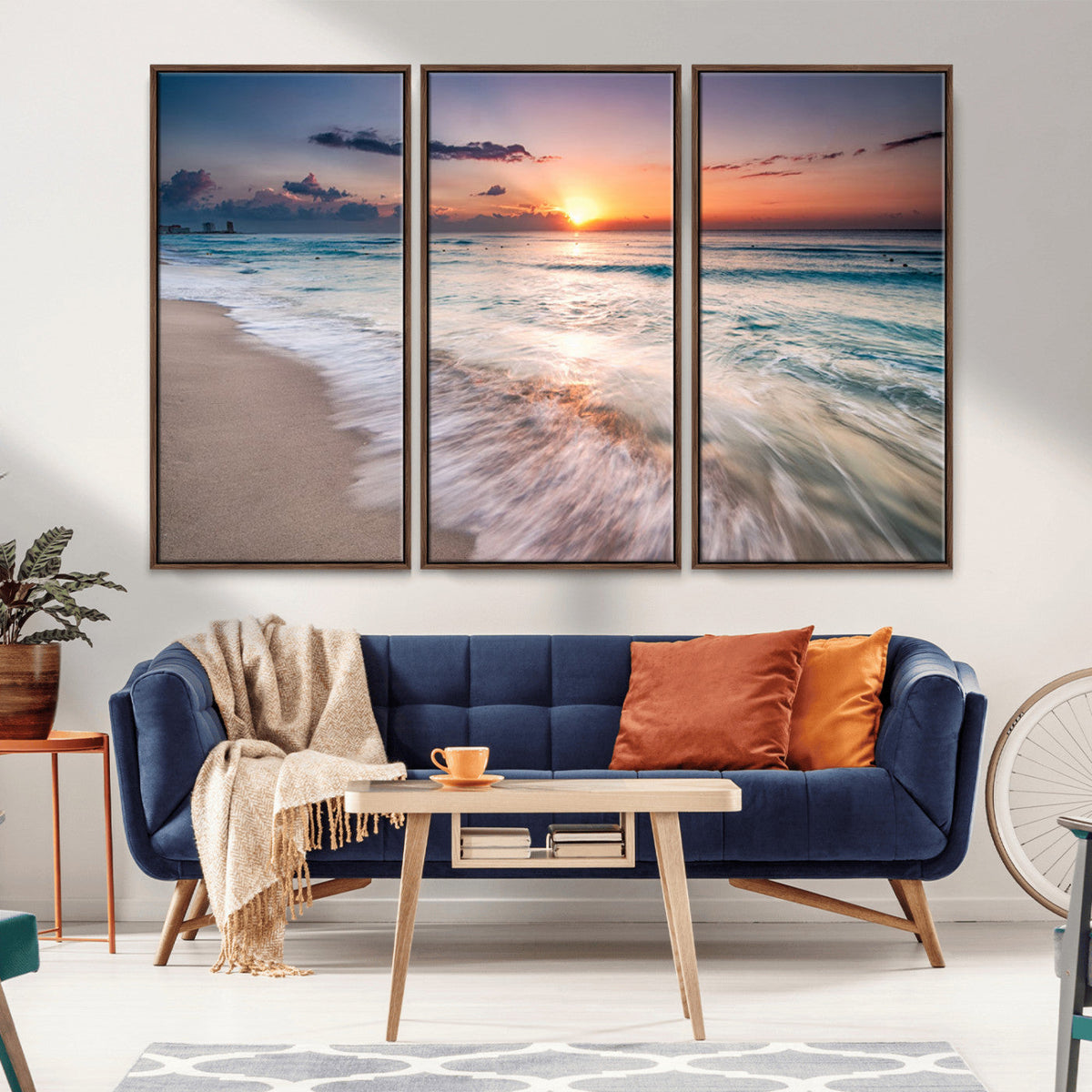 Sunset Beach Wall Art – Soothing Coastal Landscape, Ready to