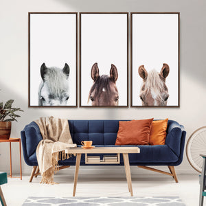 Horse Wall Art - Minimalist Horse Triptych Wall Art – Modern
