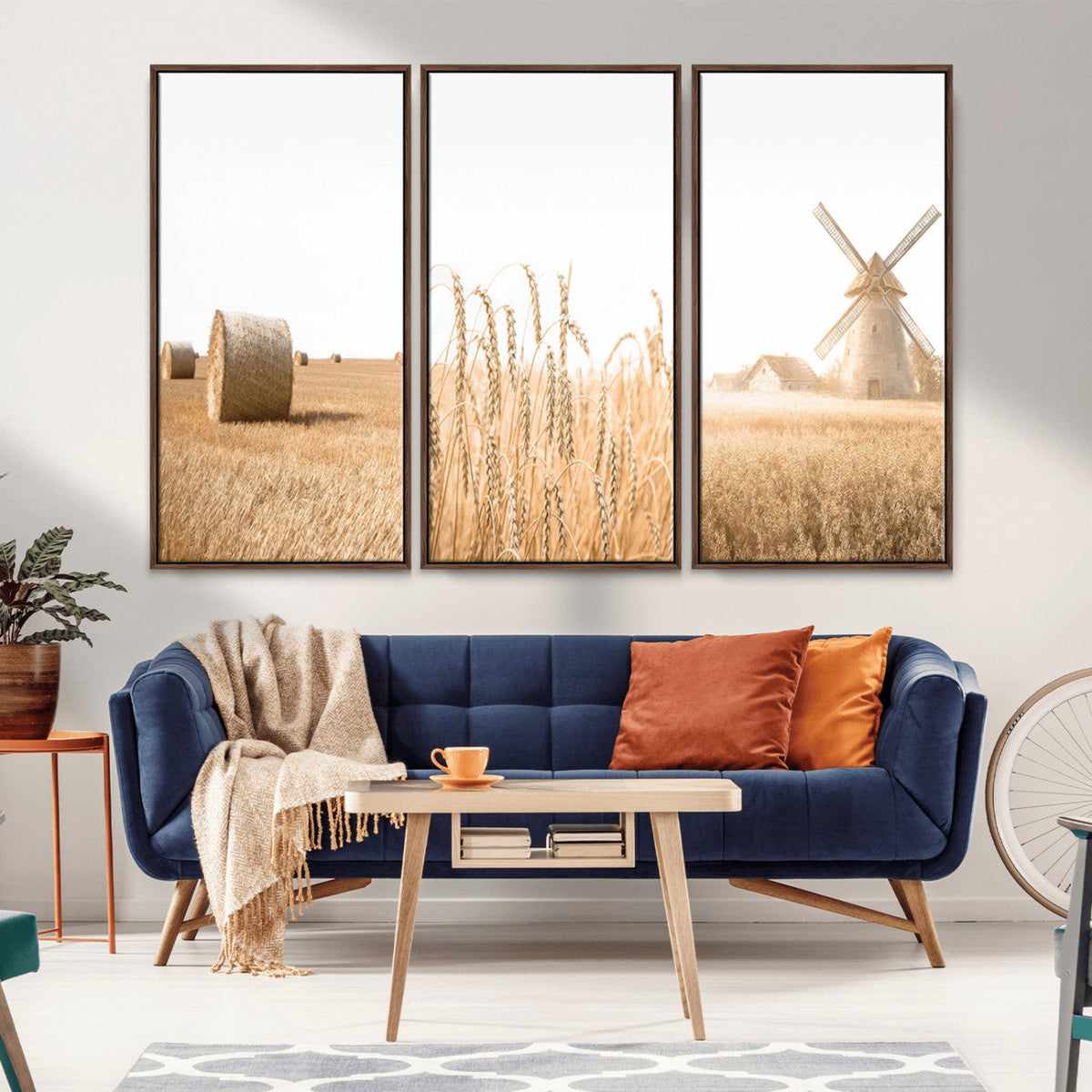 Vintage Farmhouse Triptych Wall Art – Giclée Canvas
