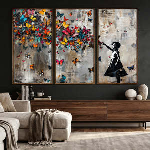 Banksy Wall Art - Banksy Girl and Butterfly Explosion Wall