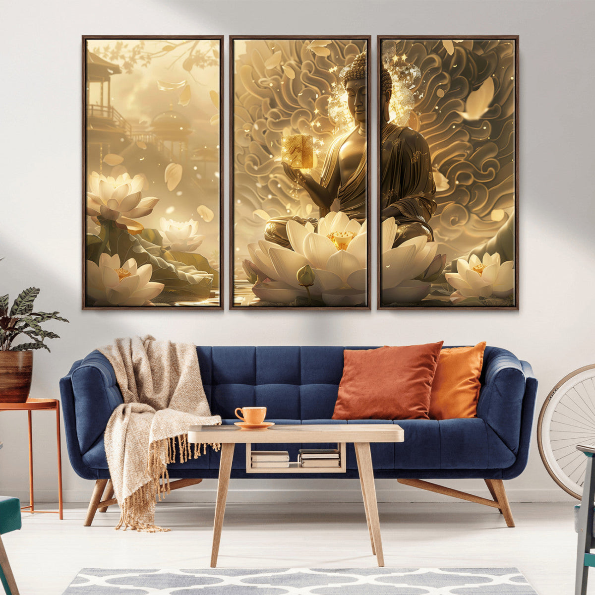 Golden Buddha Wall Art | Yoga Room Decor and Meditation Room