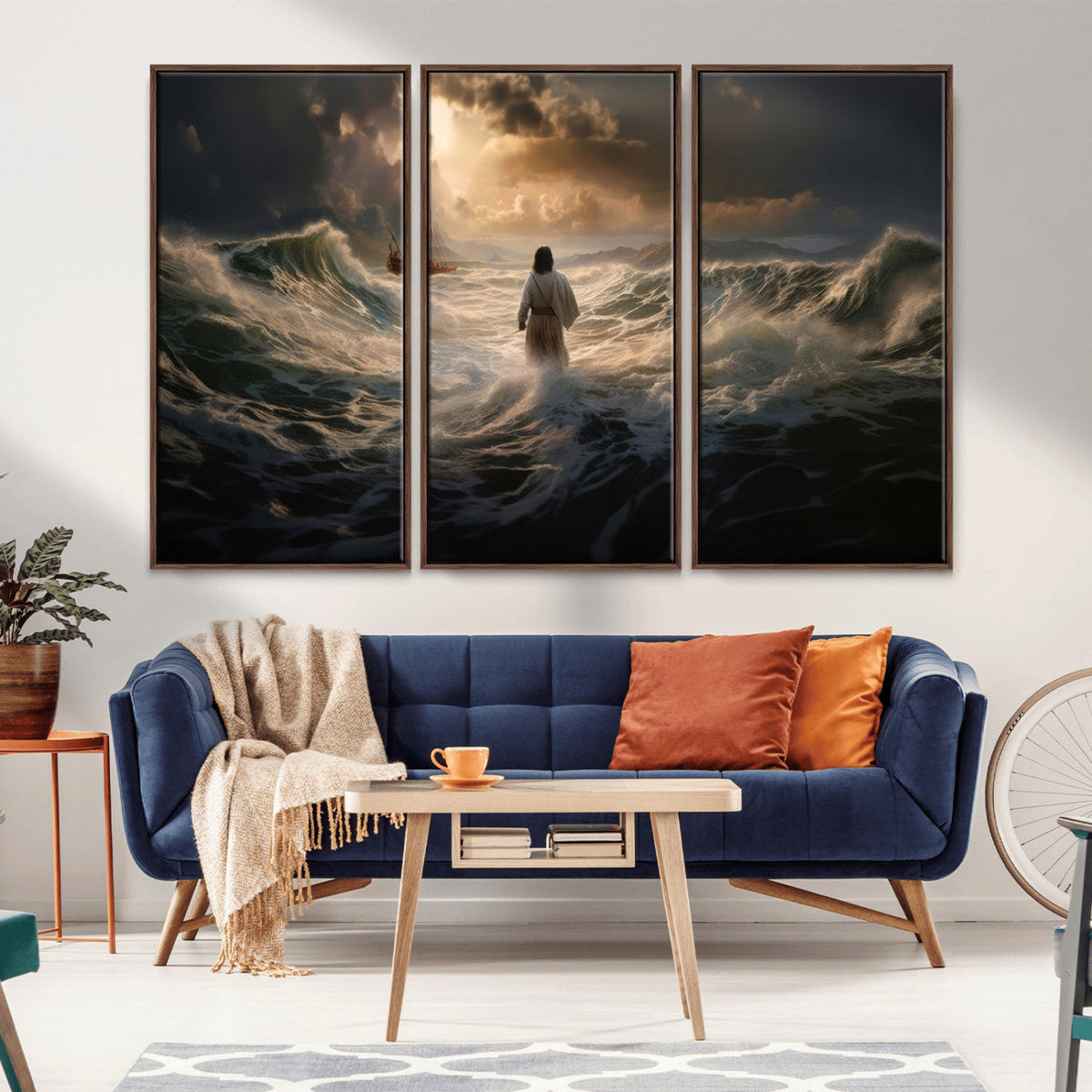 Jesus Walking on Water Wall Art Canvas Print - Religious
