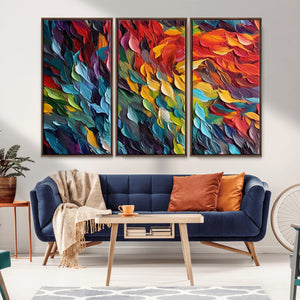 Vibrant Abstract Leaf Wall Art Canvas Print | Bold Colorful
