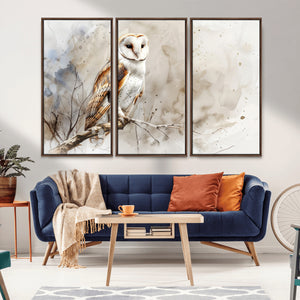 Barn Owl Wall Art | Watercolor Canvas Print | Perfect for