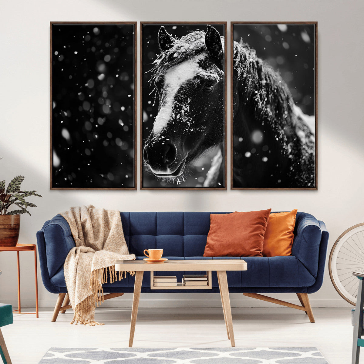 Winter Horse Wall Art | Black and White Horse Print | Ready