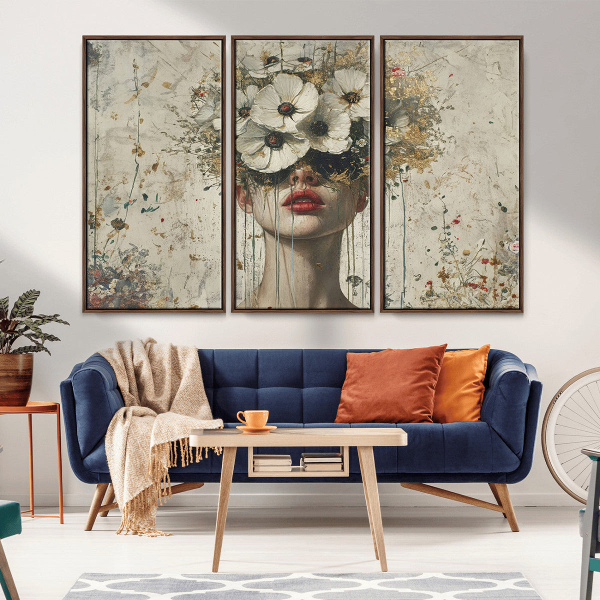 Abstract Floral Women Patel Wall Art Canvas Print