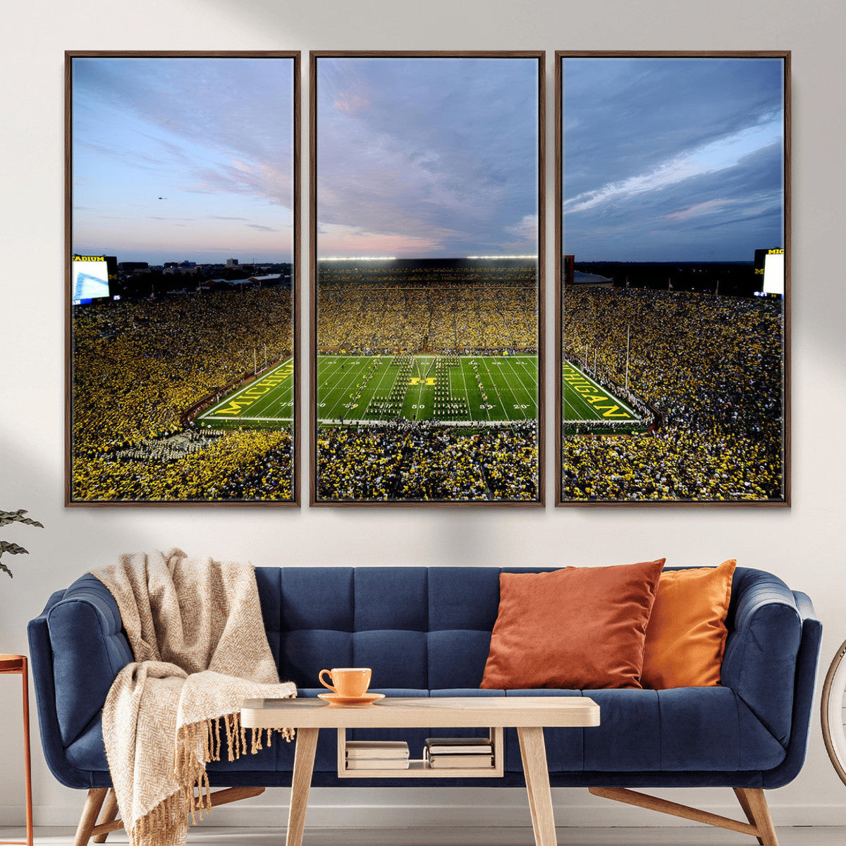 Michigan Stadium Wall Art Canvas Print, Vibrant Game Day