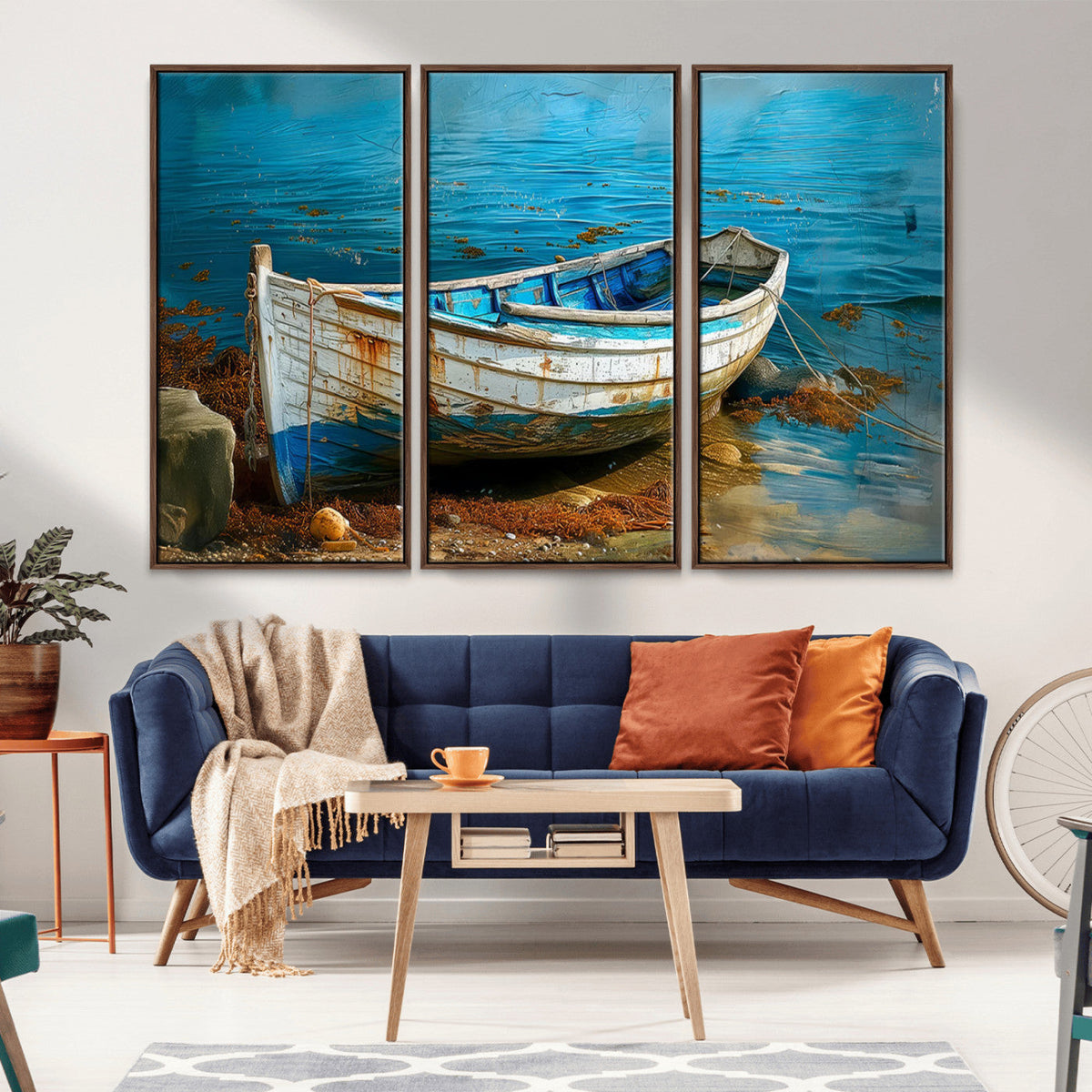 Vintage Boat on Tranquil Waters | Coastal Wall Art for