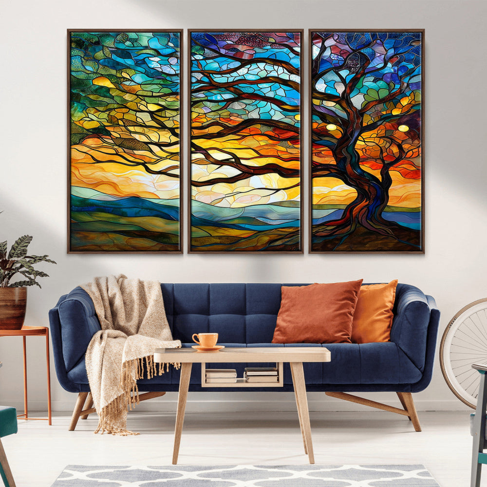 Vibrant Mosaic Tree of Life Wall Art | Stained Glass Style