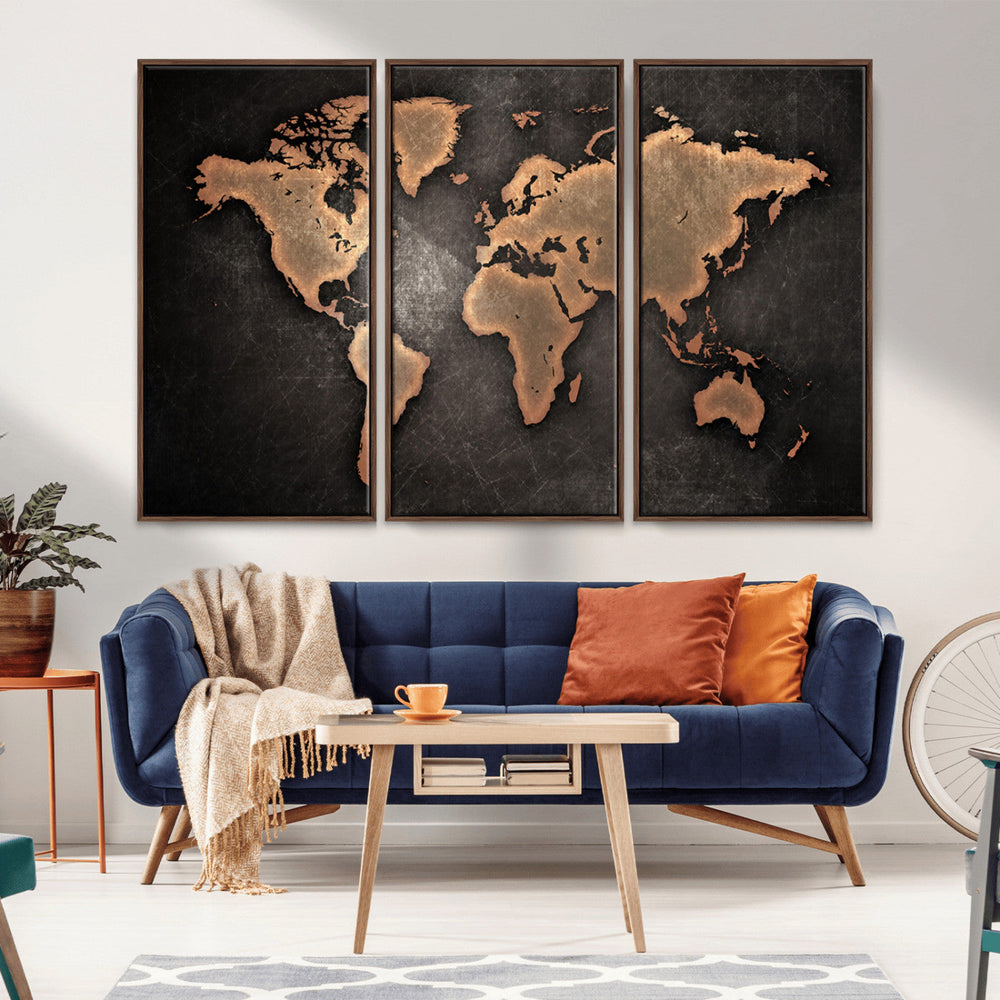 World Map Canvas Print – Framed Travel Map Wall Art for