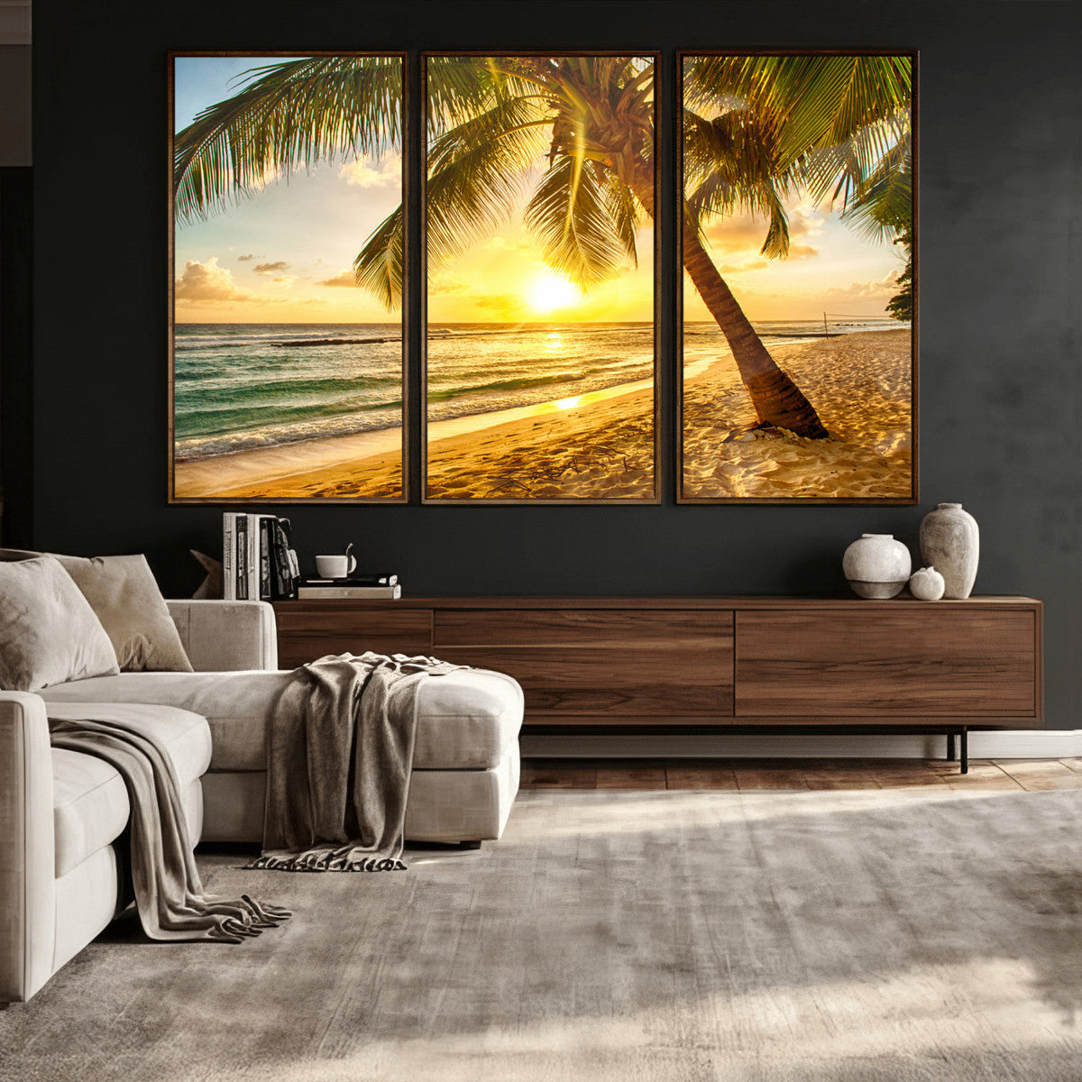 Beach Sunset Canvas Wall Art Print - Tropical Beach Canvas