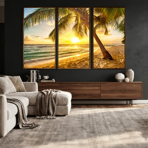 Beach Sunset Canvas Wall Art Print - Tropical Beach Canvas
