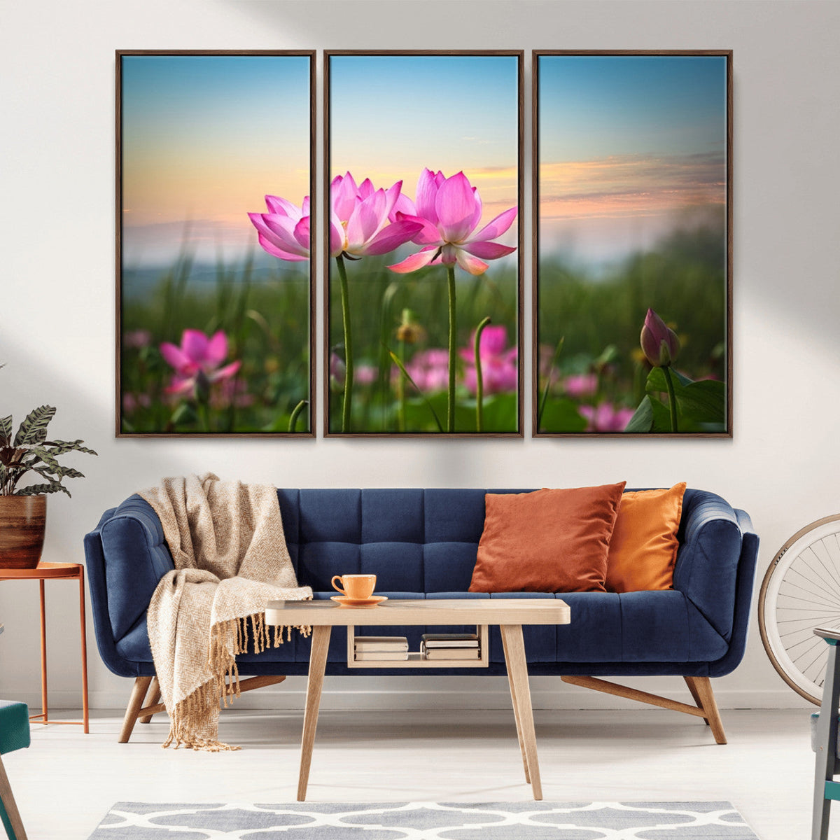 Pink Flower on the Mountain Canvas Print, Framed Pink Flower