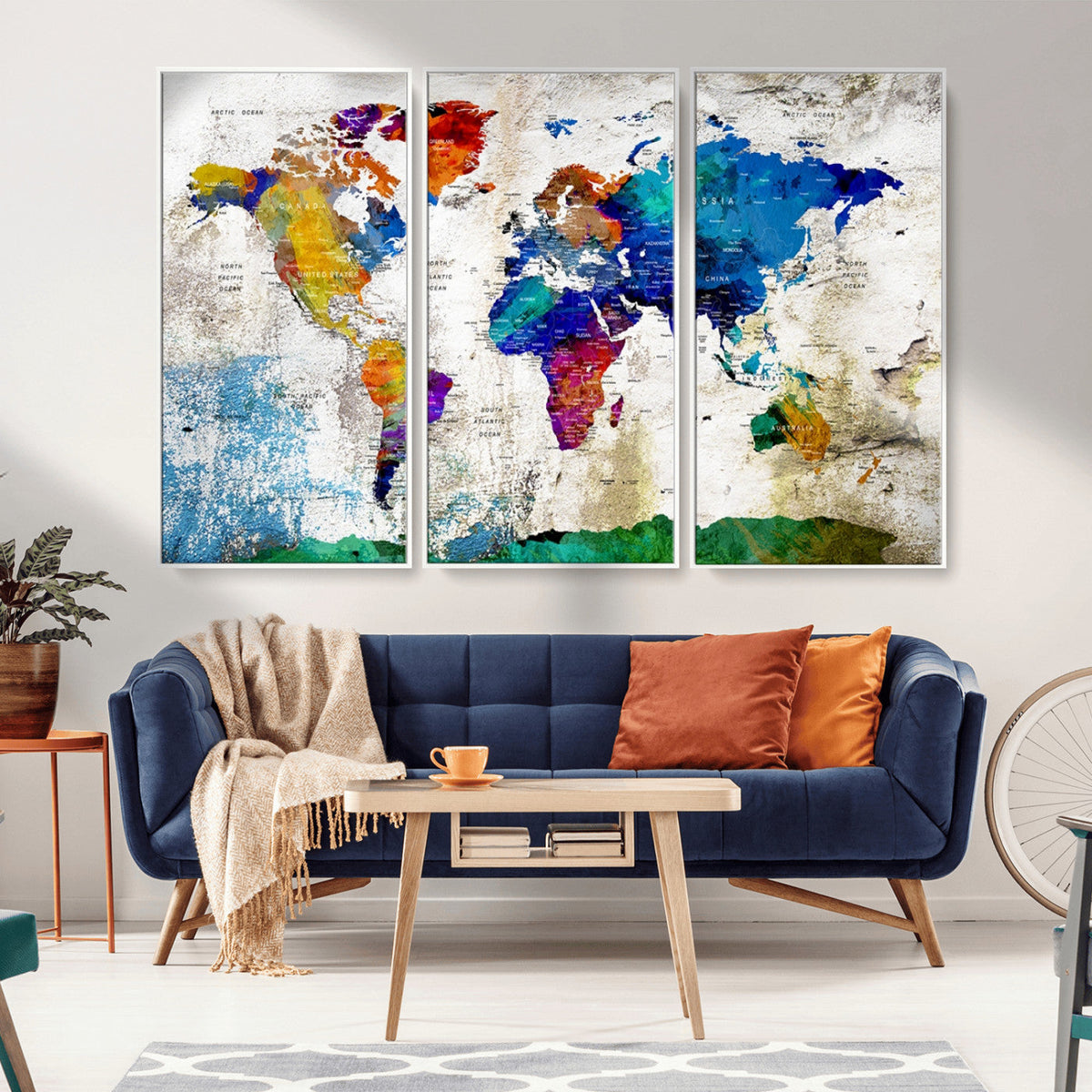 World Map Canvas Print – Framed Travel Map Wall Art for