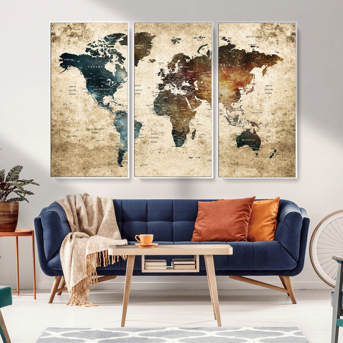World Map Canvas Print – Detailed Map of the World Wall Art