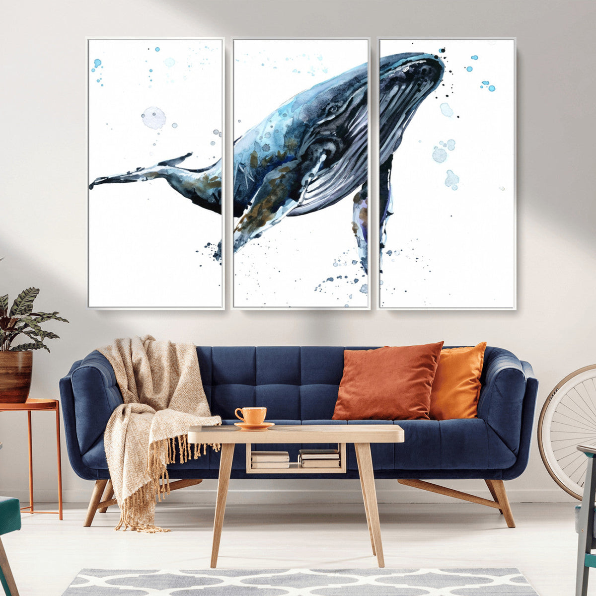 Watercolor Whale Wall Art Canvas Print