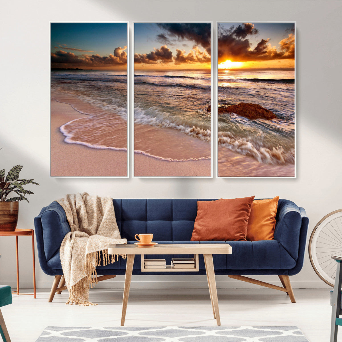 Sunset on Ocean Wall Art Canvas Print