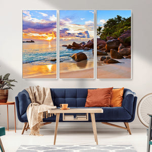 Tropical Island Beach Sunset Canvas Print