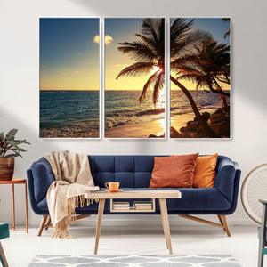 Sunset Palm Trees Wall Art Canvas Print